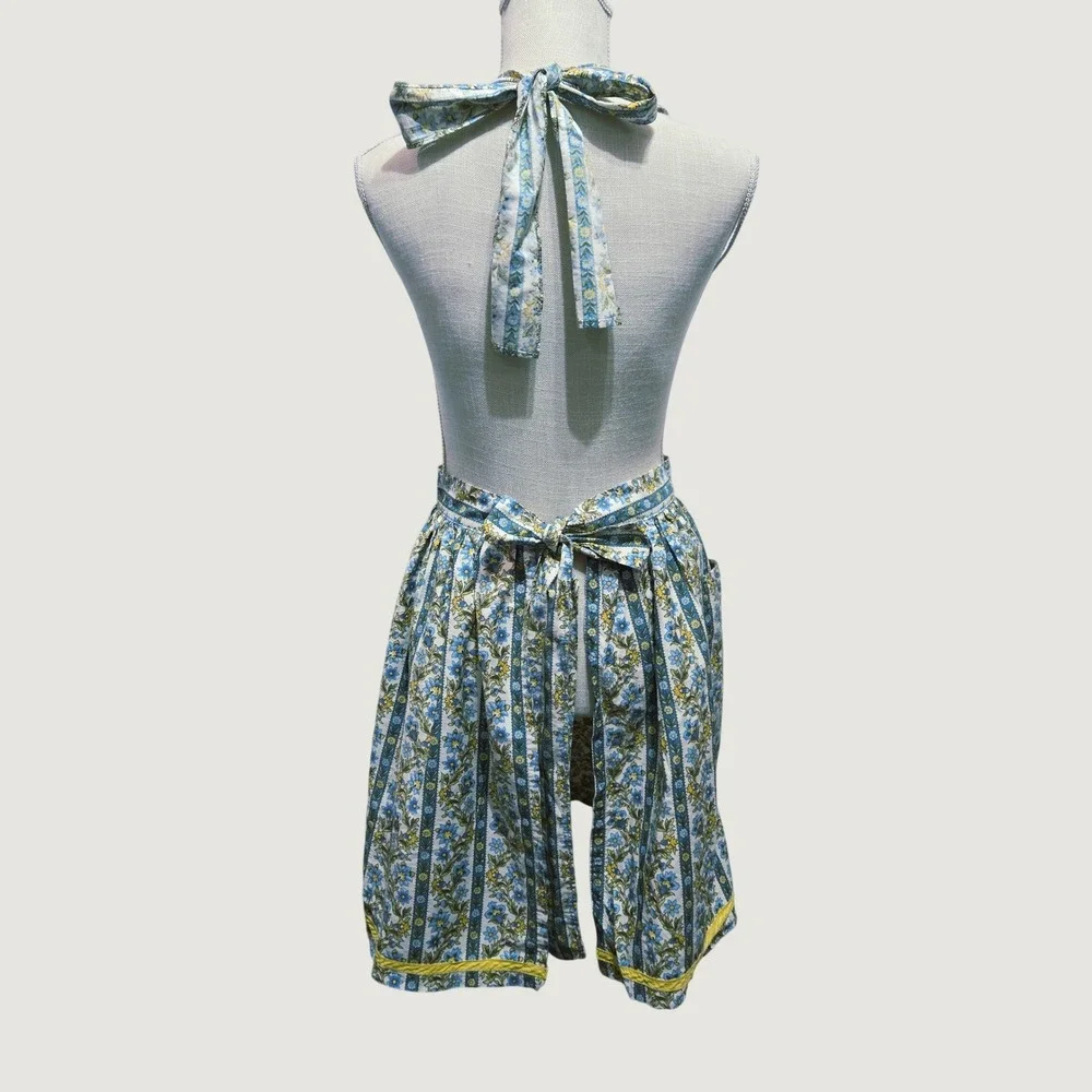 Apron Vintage Handmade Floral Removeable Bib One Size Cottagecore Prairie #1234